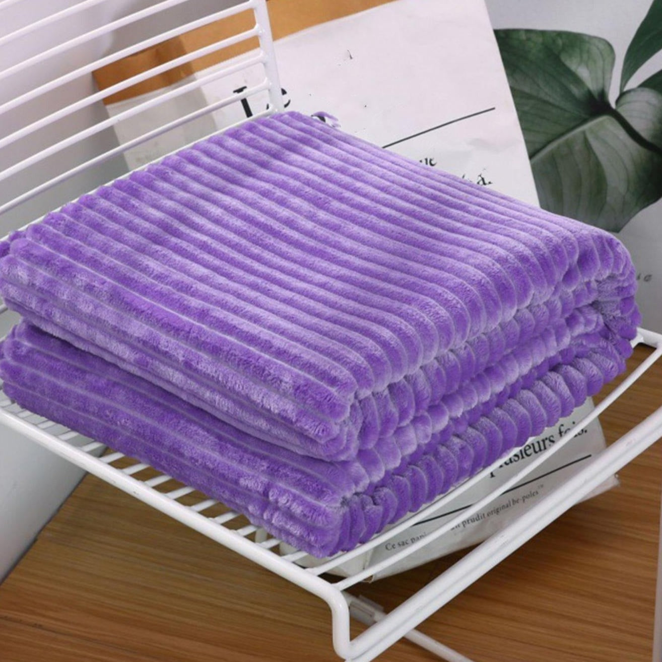 Grand plaid polaire violet doux