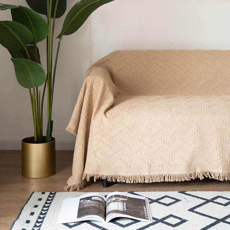 Plaid coton beige