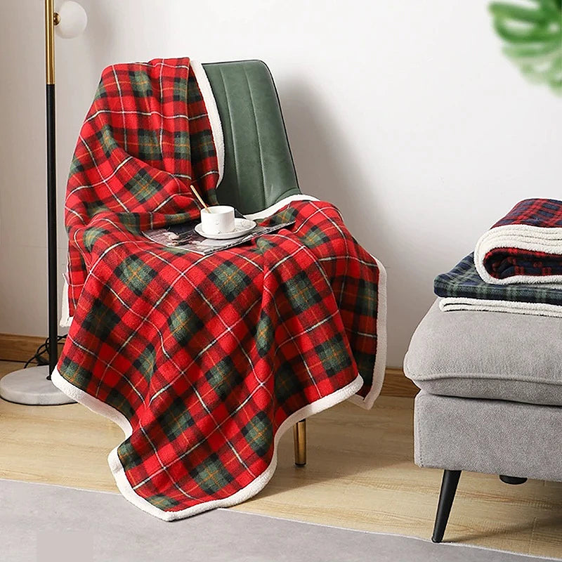 Plaid Polaire à Carreaux écossais – 127 X 152 Cm, Lavable En Machine, Bleu