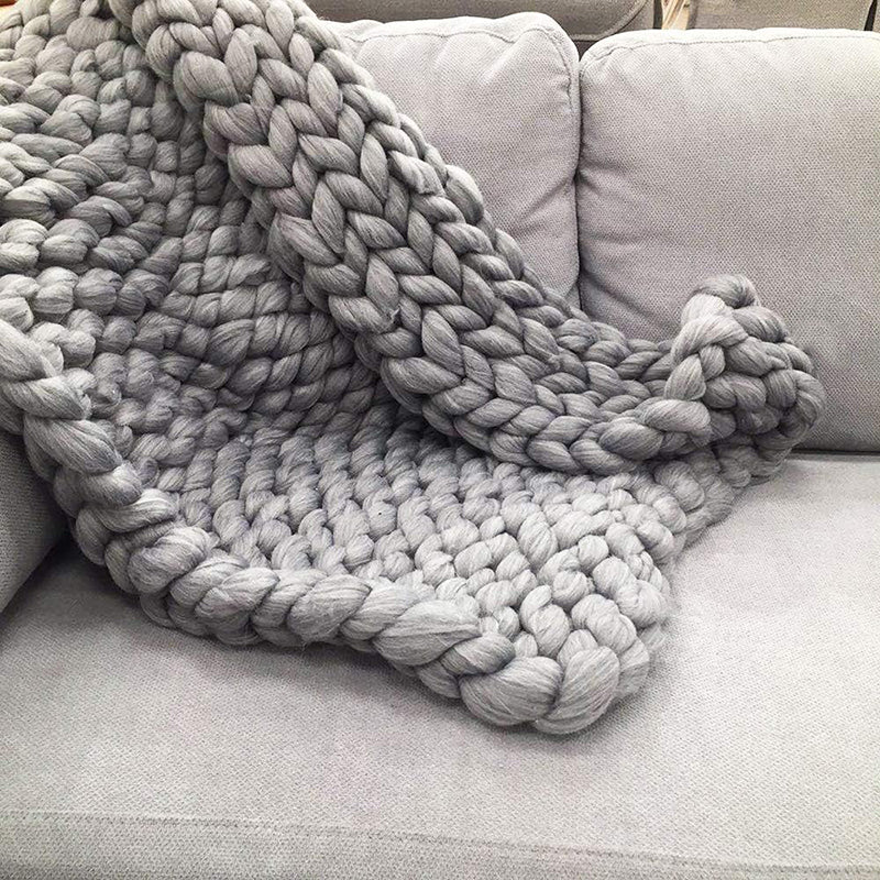 Plaid grosse maille gris