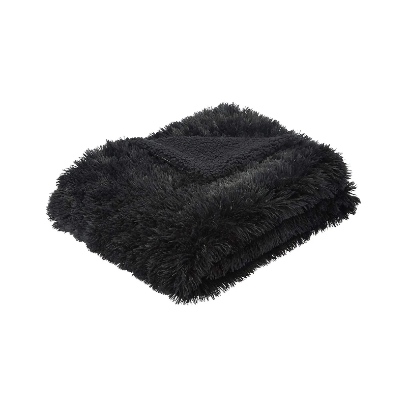 Plaid fausse fourrure noir