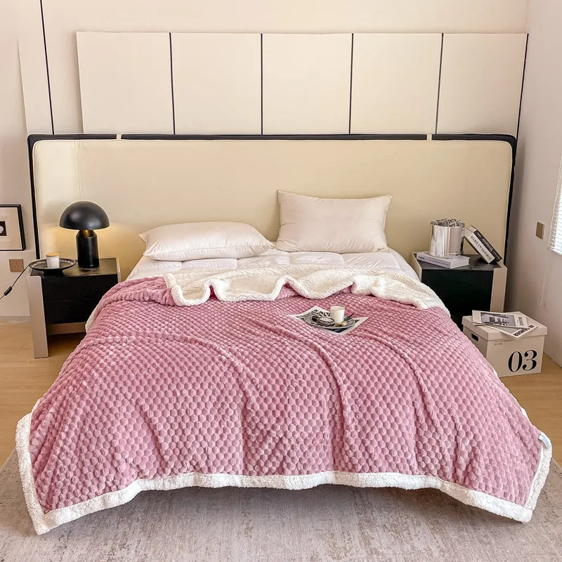Plaid sherpa rose poudré