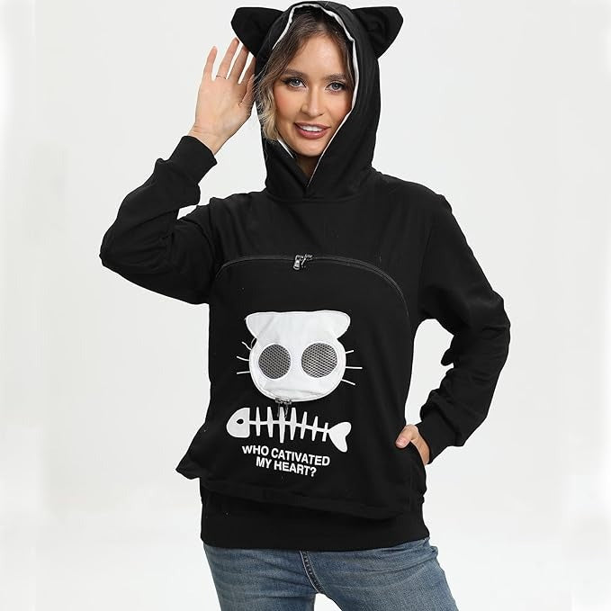 Sweat noir avec double poche