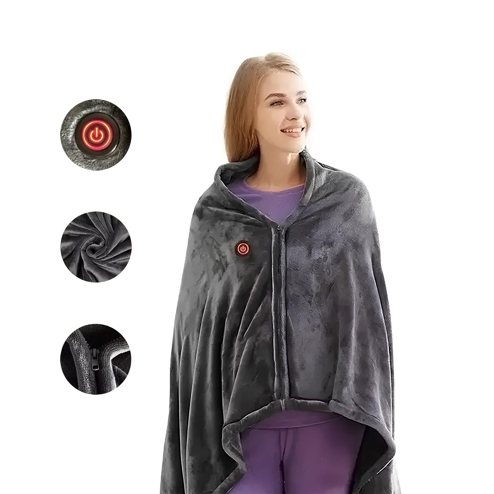 Plaid poncho chauffant