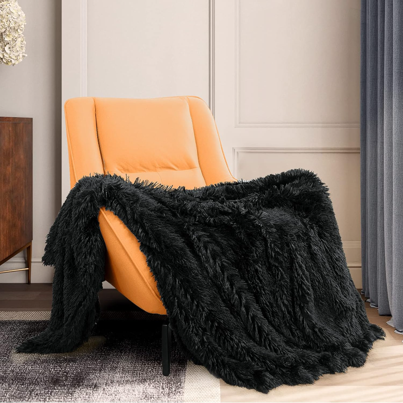 Plaid fausse fourrure noir
