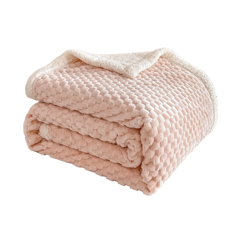 Plaid sherpa rose poudré