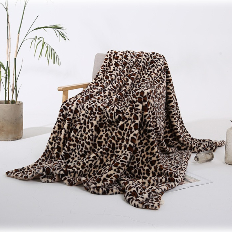 Plaid fausse fourrure léopard