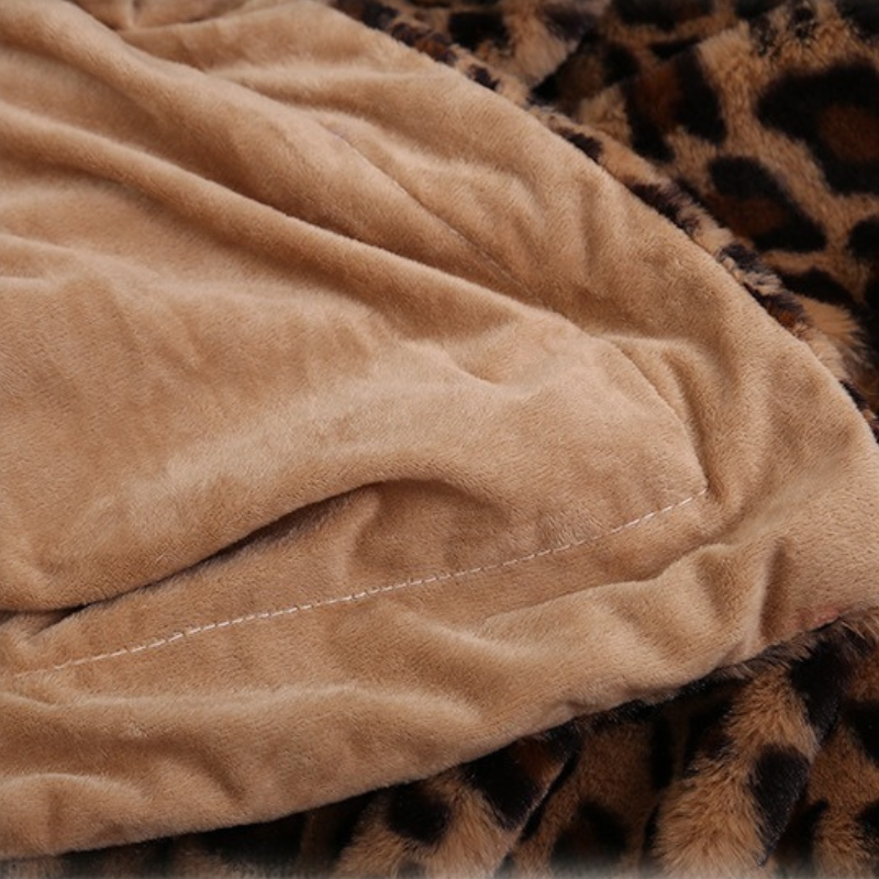 Plaid fausse fourrure léopard