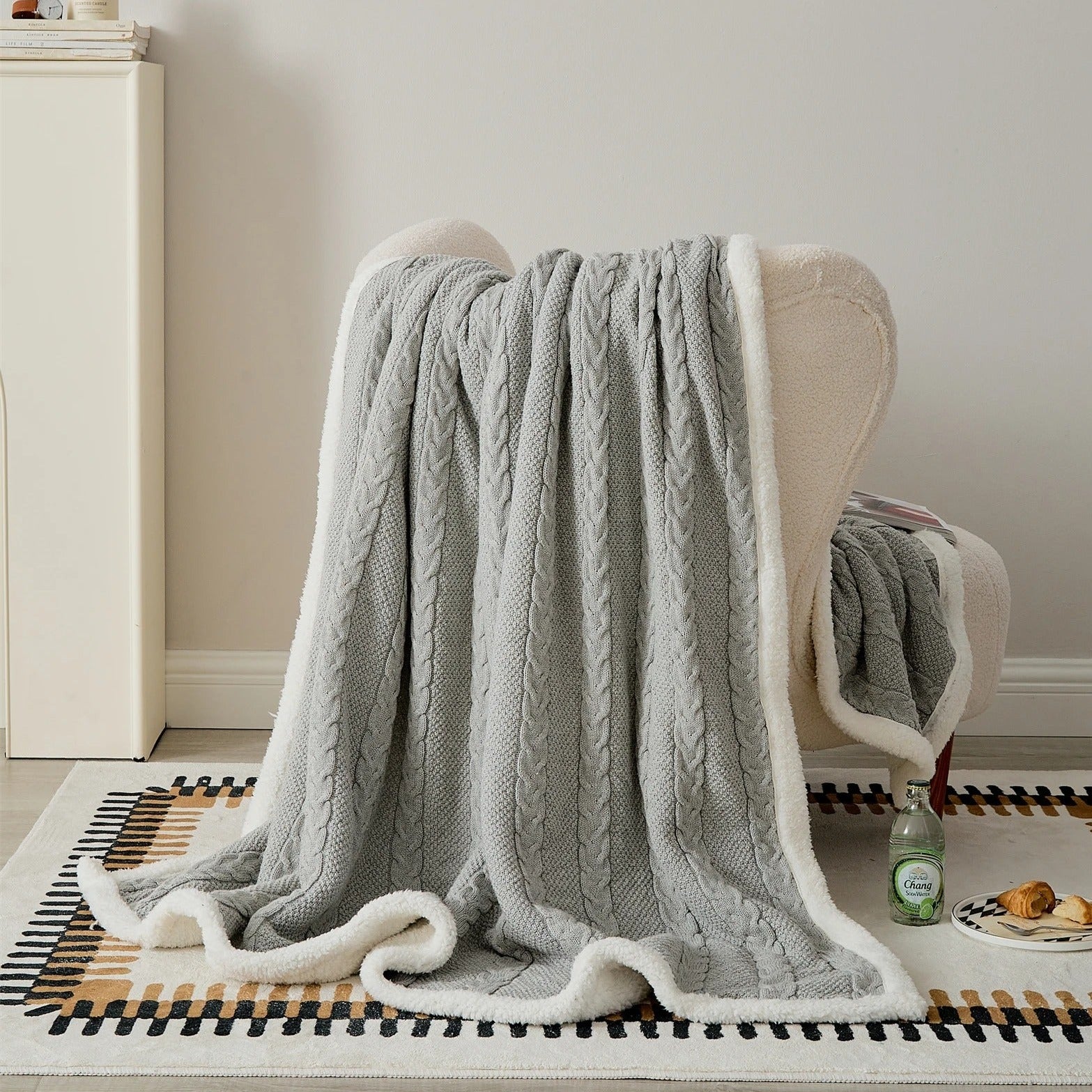 Plaid lit texturé doux pour hiver