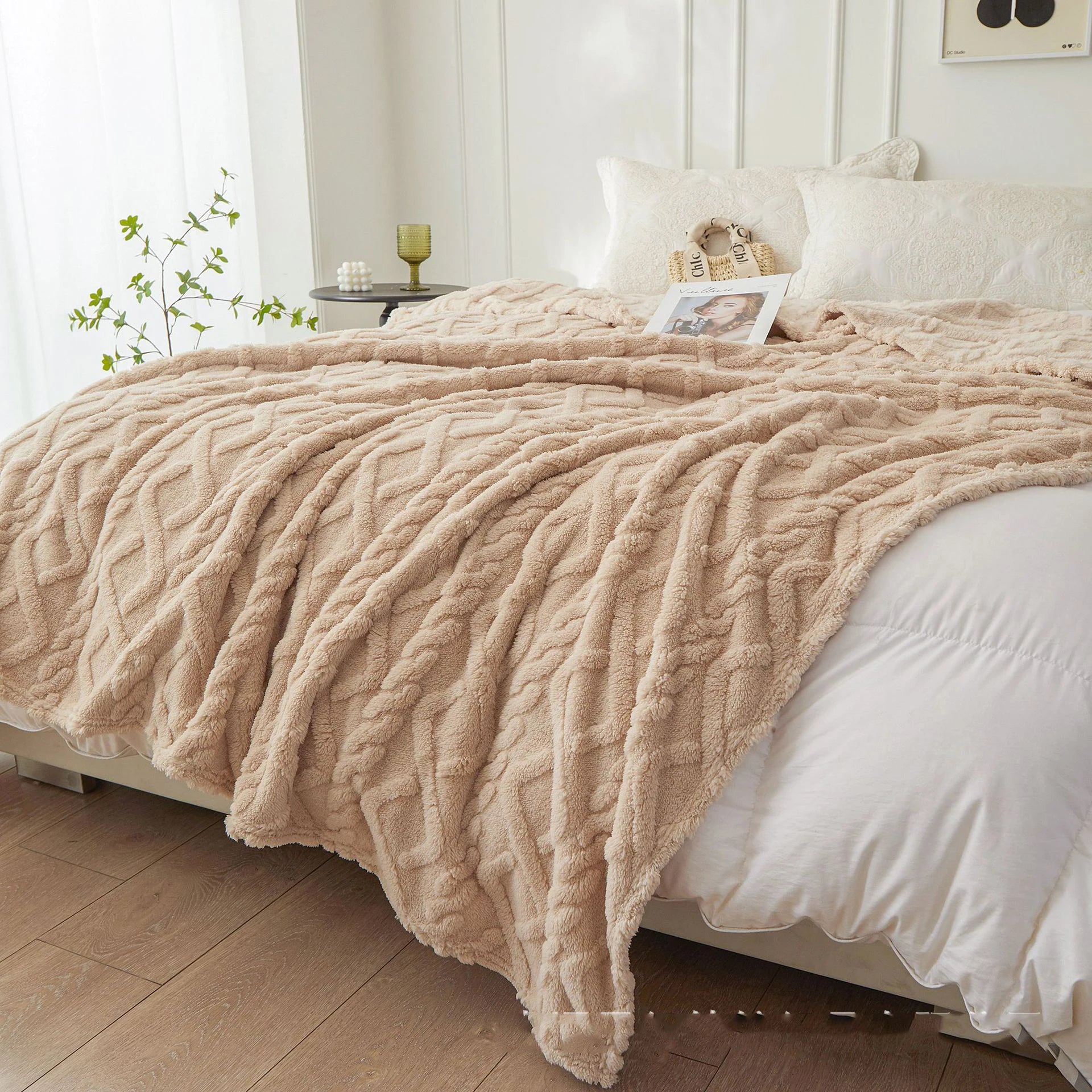 Plaid beige élégant en relief