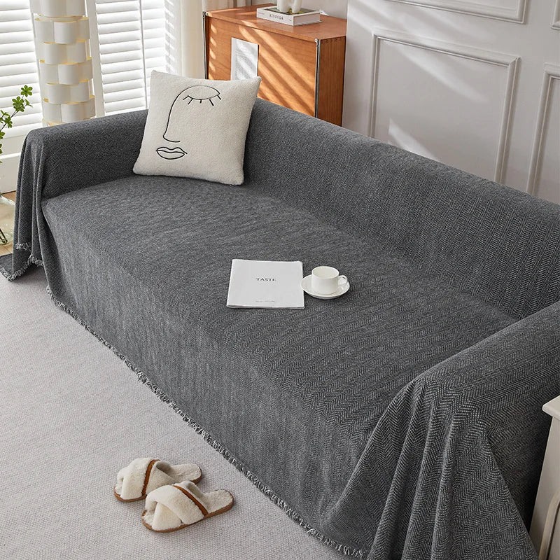 Lot Coussins + Plaid Gris Monogrammé – Style Shabby Chic Victorien