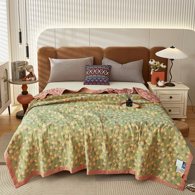 Plaid coton XXL floraison printanière