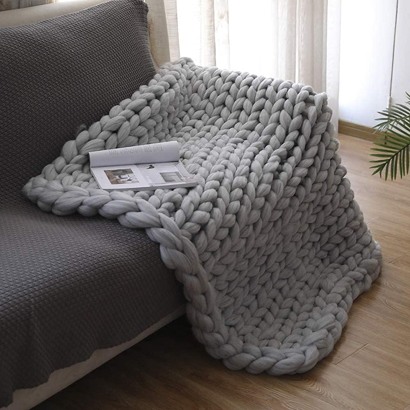 Plaid grosse maille gris