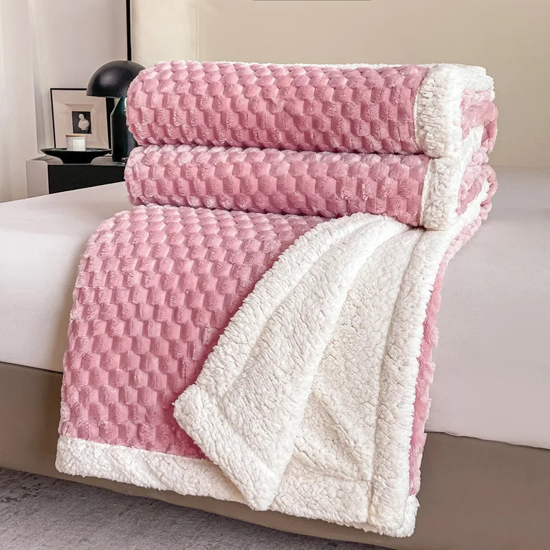 Plaid sherpa rose poudré