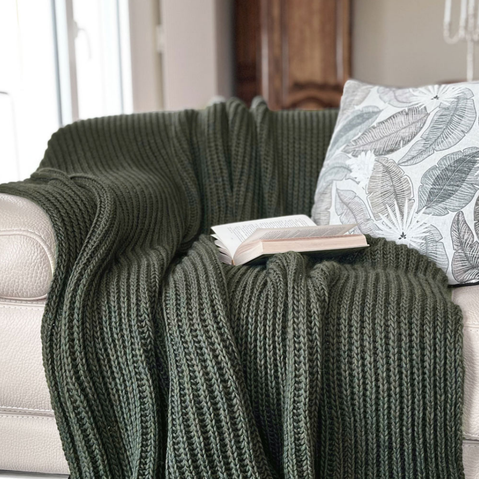 Couverture plaid grosse maille