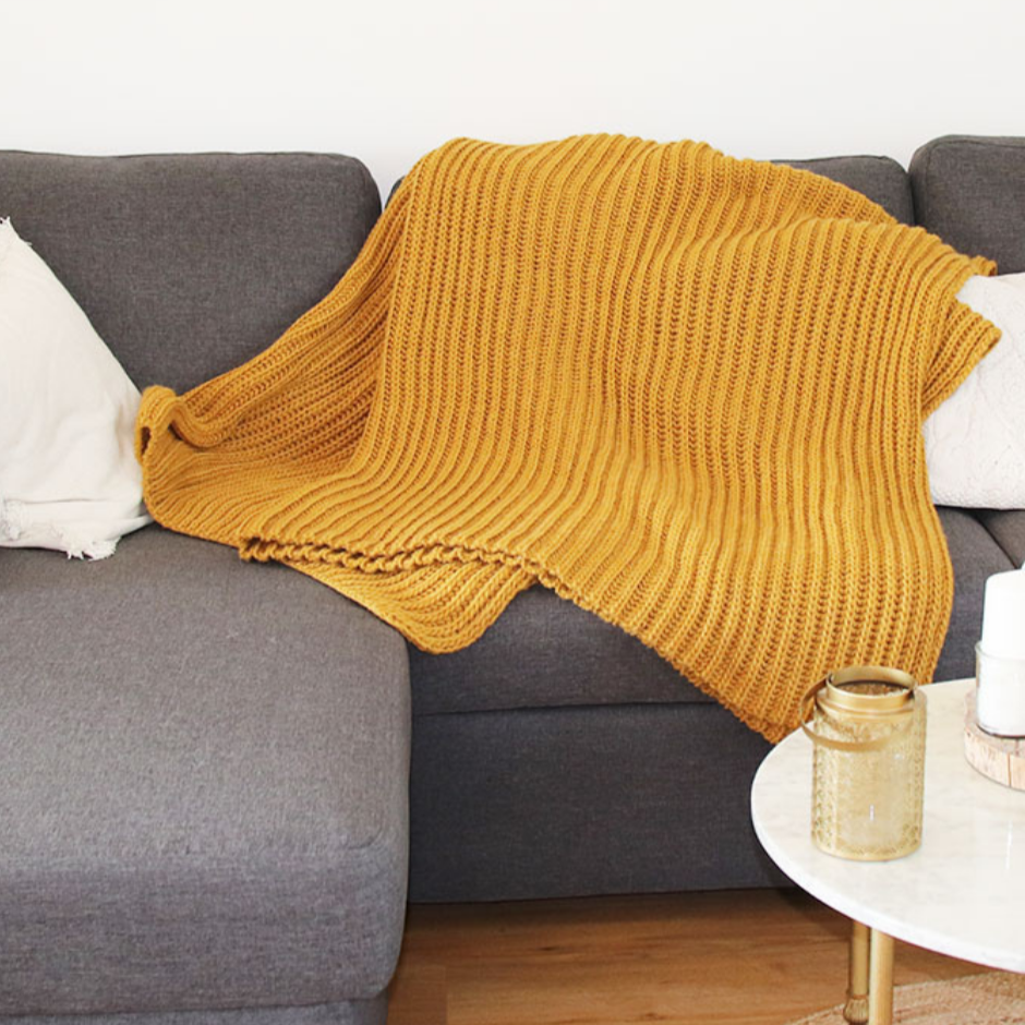 Couverture plaid grosse maille