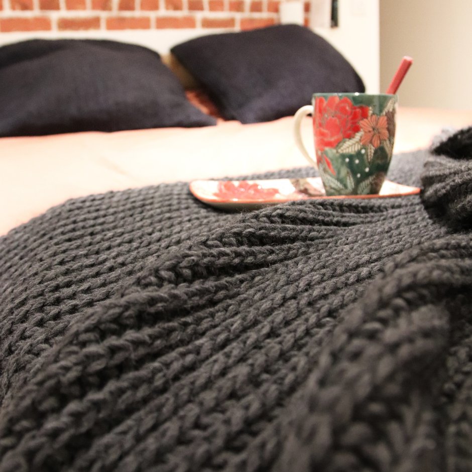 Couverture plaid grosse maille