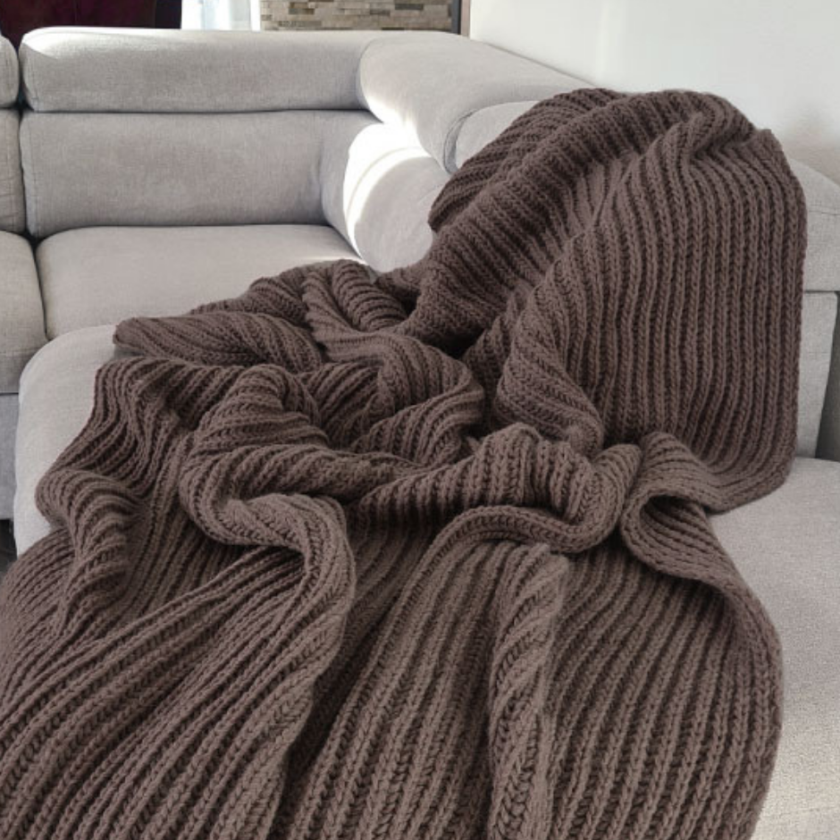Couverture plaid grosse maille
