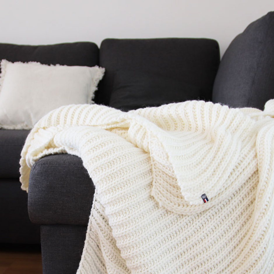 Couverture plaid grosse maille
