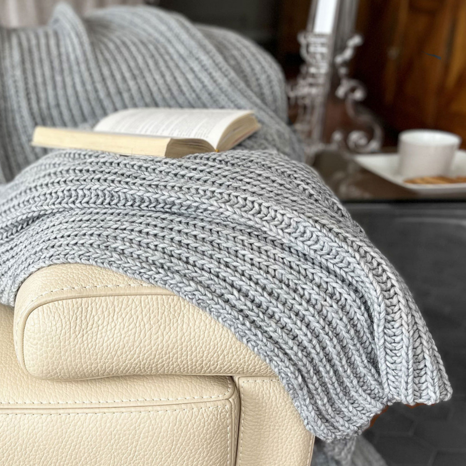 Couverture plaid grosse maille
