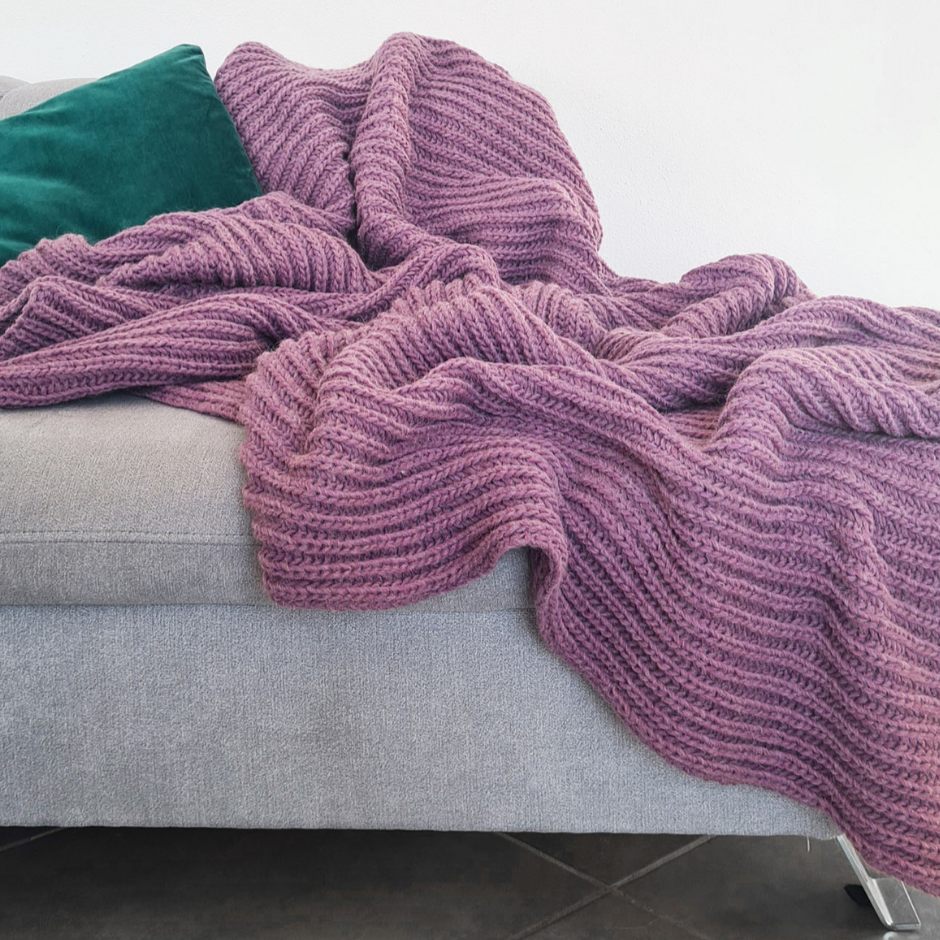 Couverture plaid grosse maille
