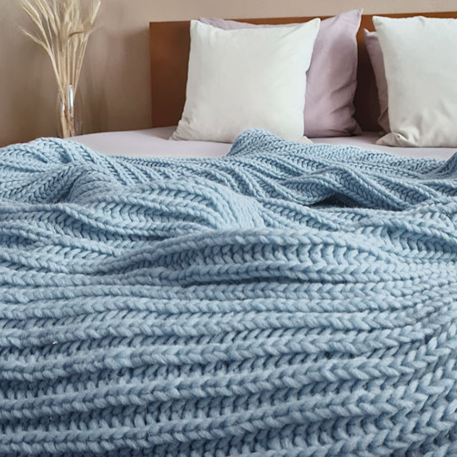 Couverture plaid grosse maille