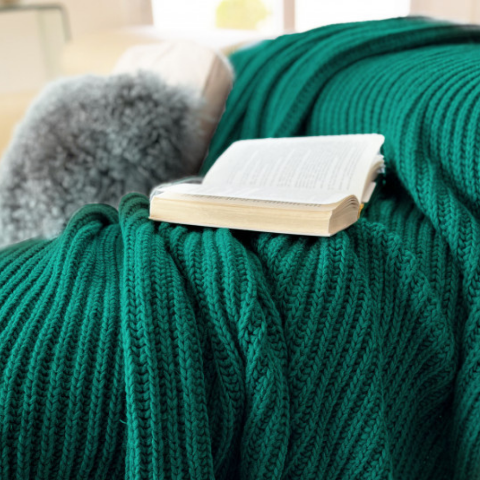 Couverture plaid grosse maille