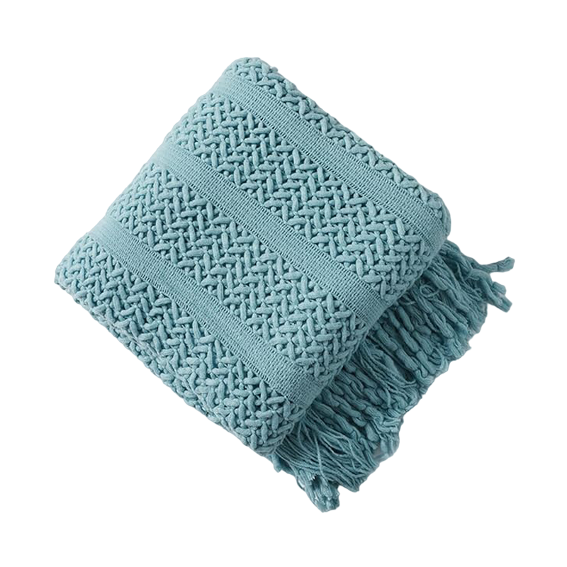 Plaid crochet moderne bleu