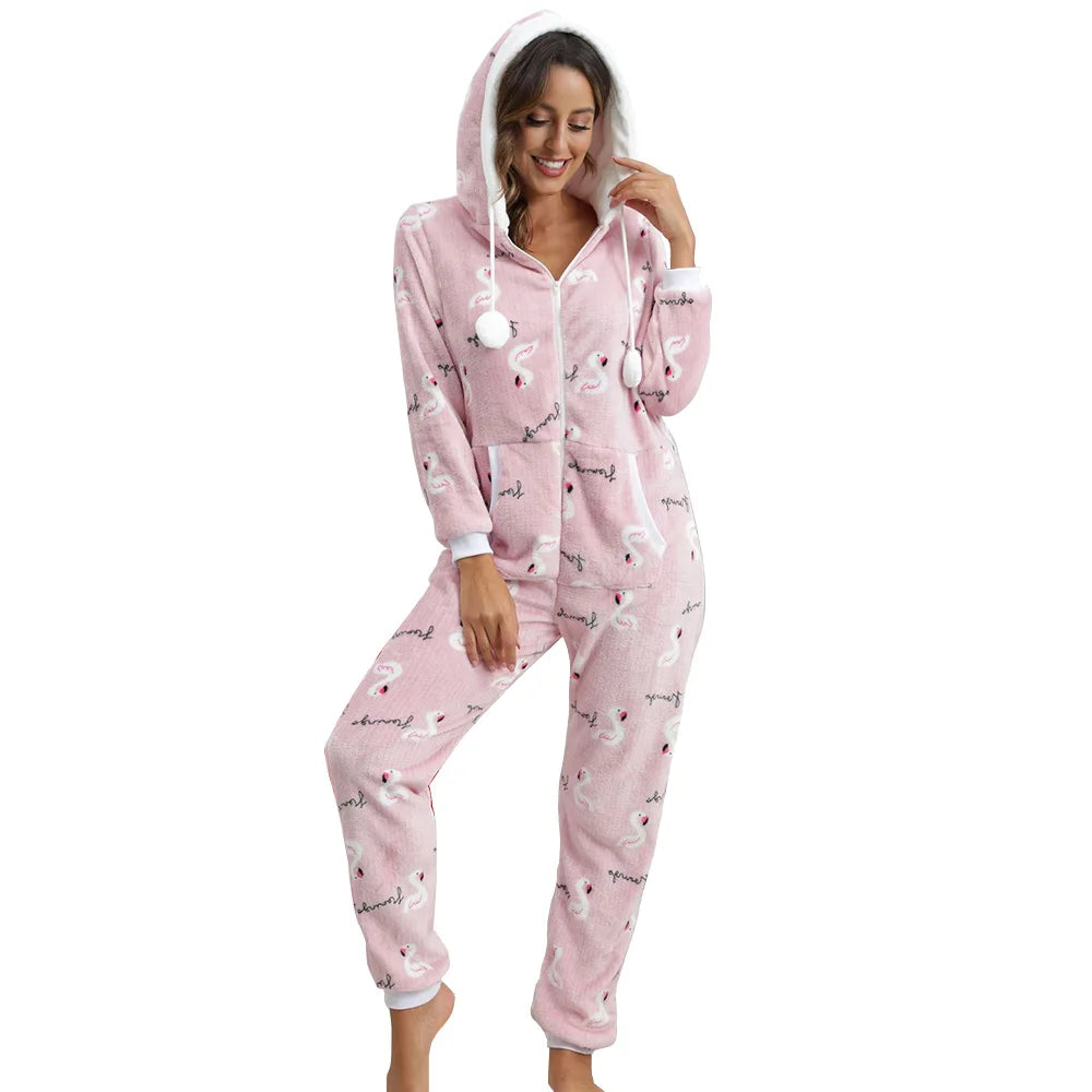 Pyjama à capuche femme rose