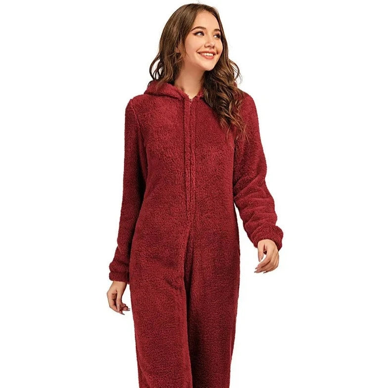 Pyjama plaid à capuche rouge