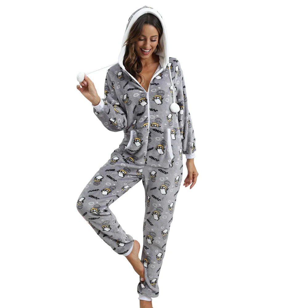 Pyjama à capuche femme gris