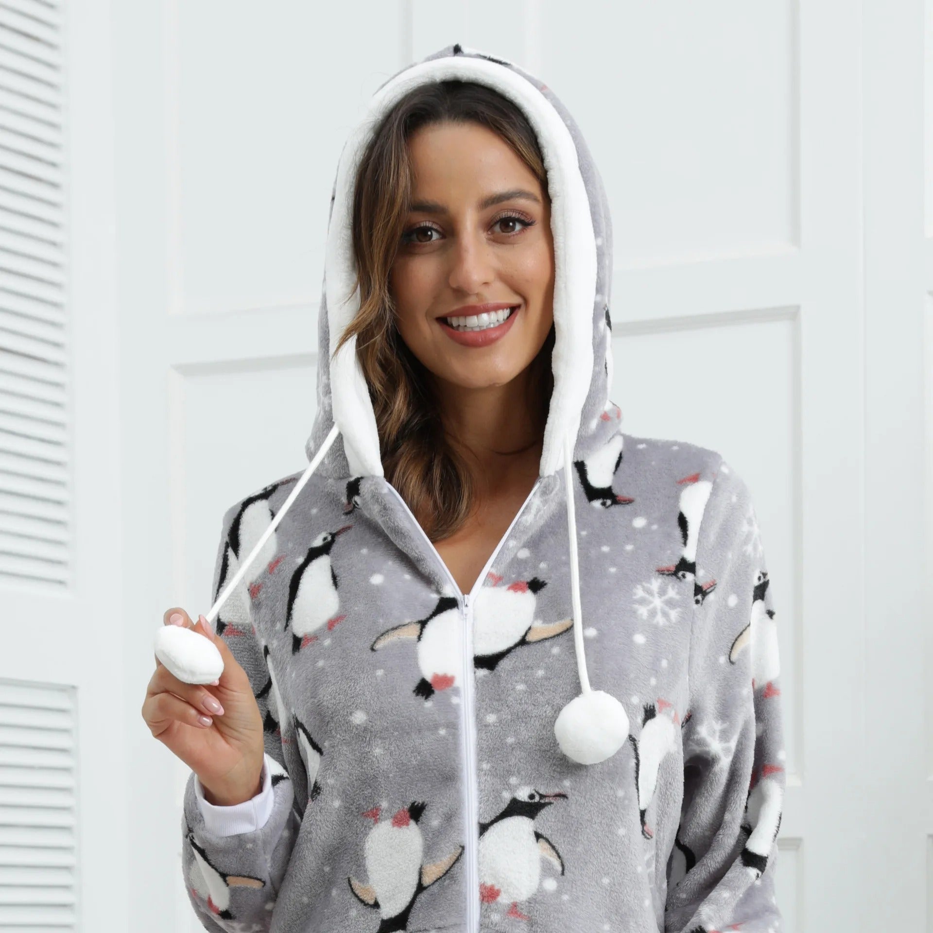 Combinaison pyjama plaid femme