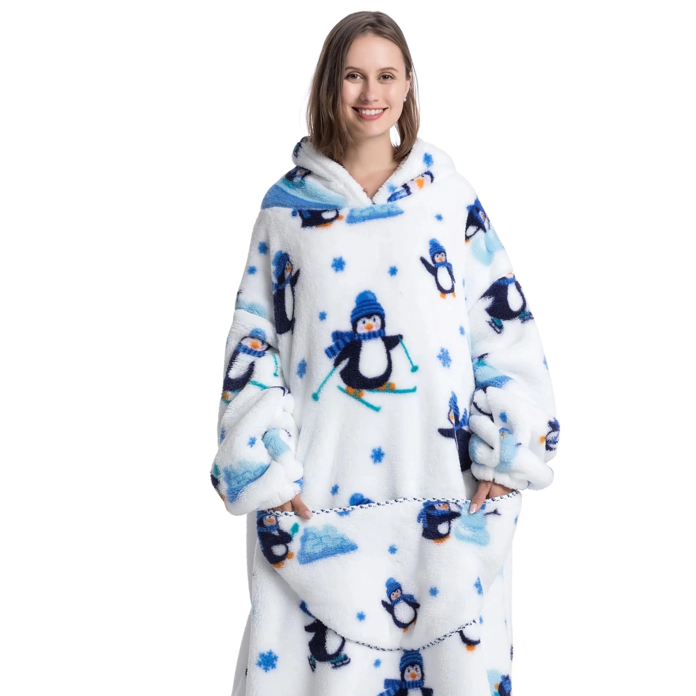 Pyjama plaid femme pingouin