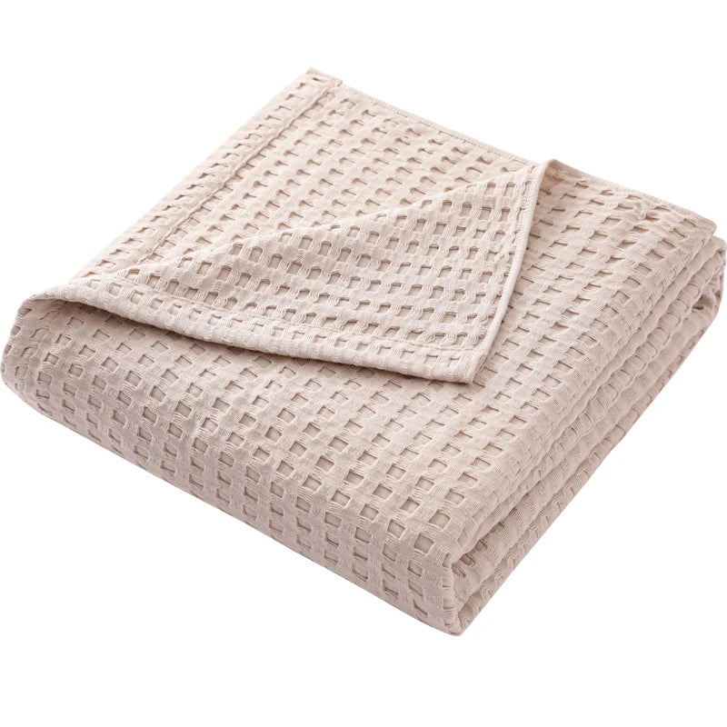 Plaid coton gaufré beige