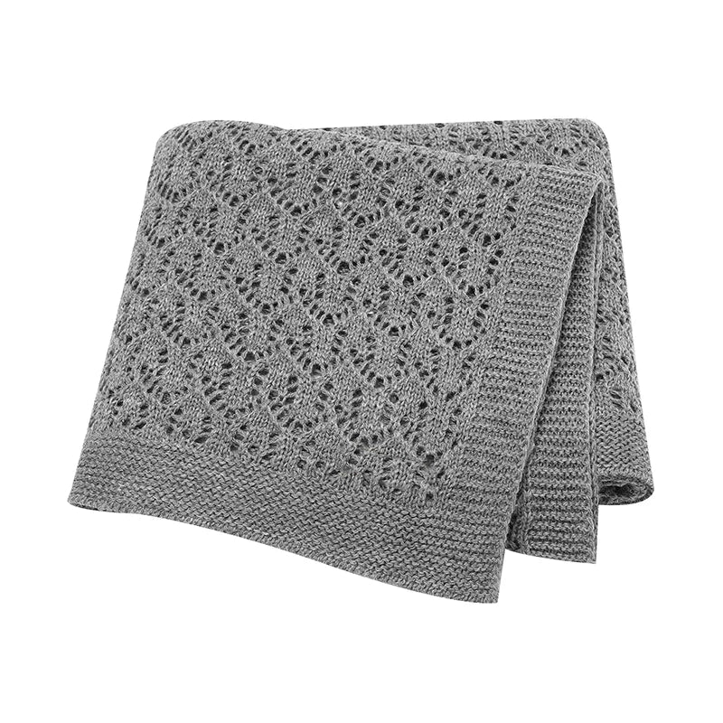 Plaid bébé tricot gris