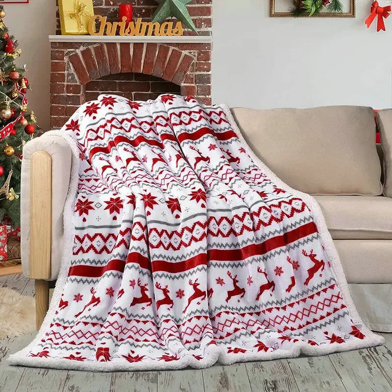 Plaid de noël polaire cheminée