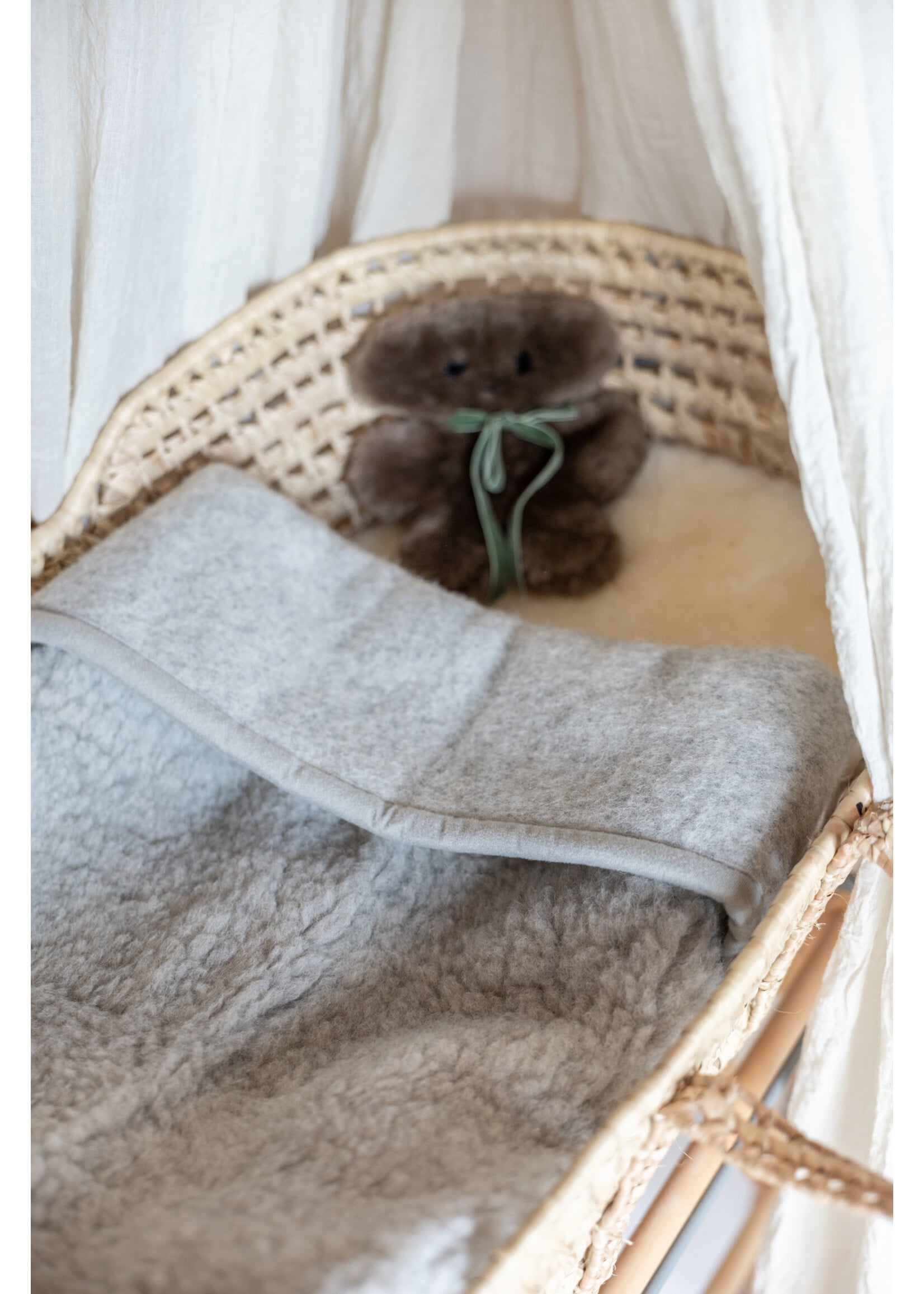 Couverture Bébé Laine de Mouton Gris