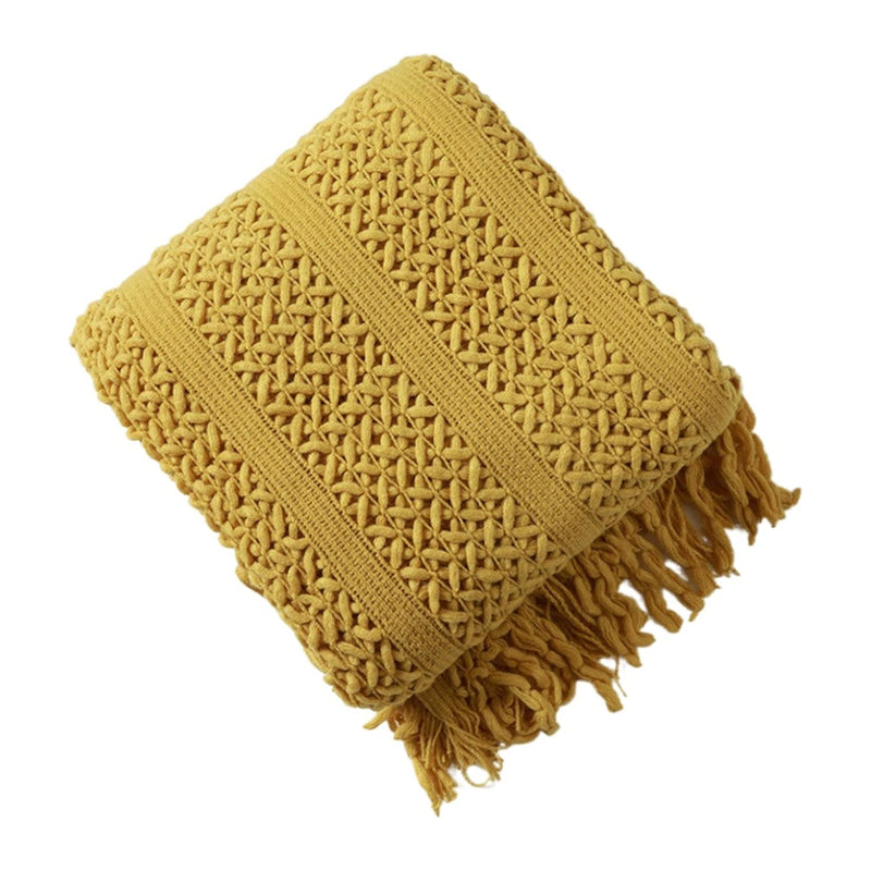 Plaid crochet moderne jaune