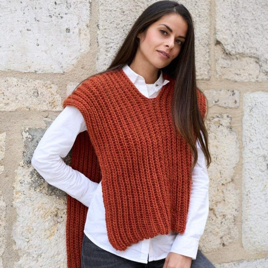 Gilet poncho plaid made in France