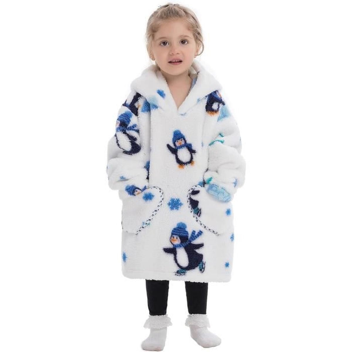 Pull plaid enfant blanc pingouin doux