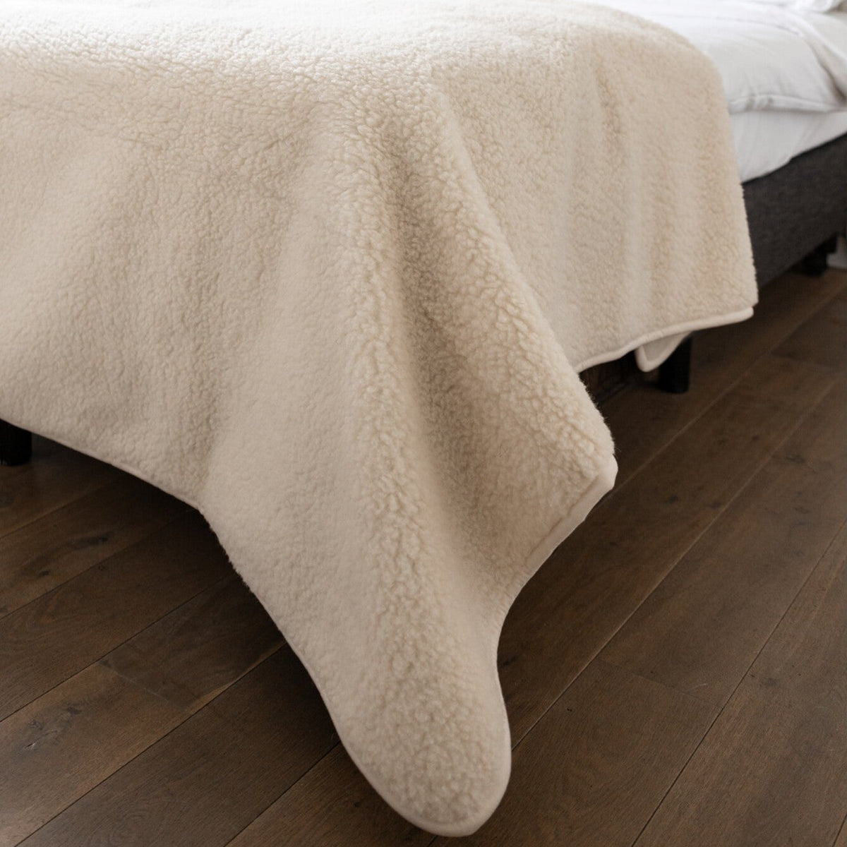 Plaid Laine de Mouton Blanc Cassé