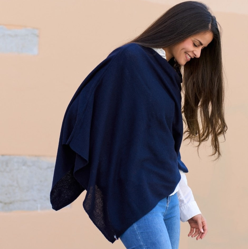 Poncho cocooning laine cachemire & soie made in France