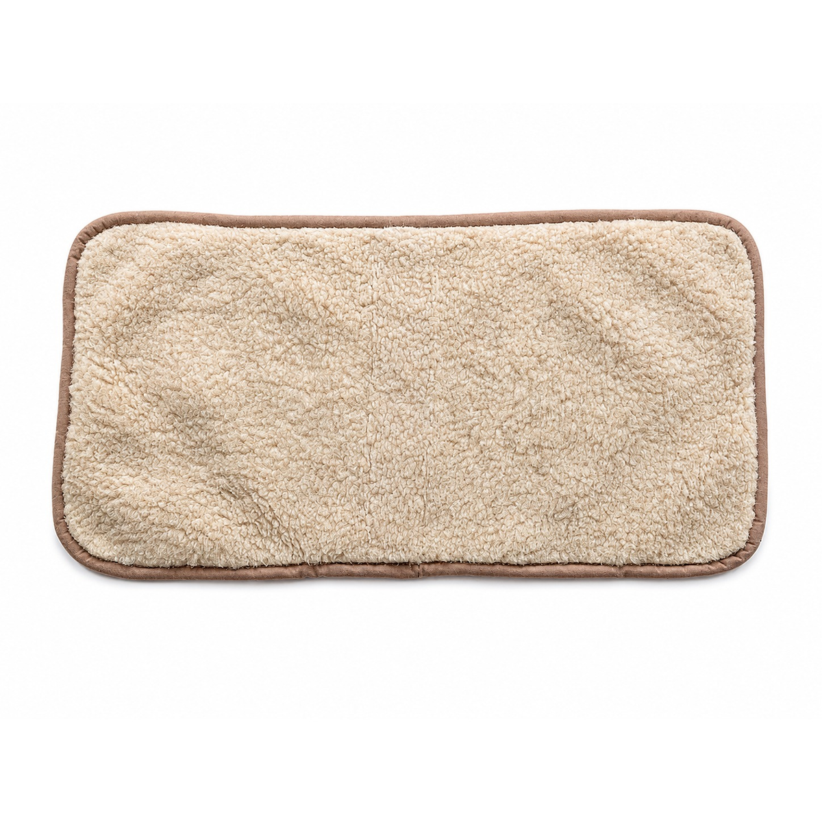 Surmatelas en laine pour berceau et poussette beige, vu du dessus, bordure beige