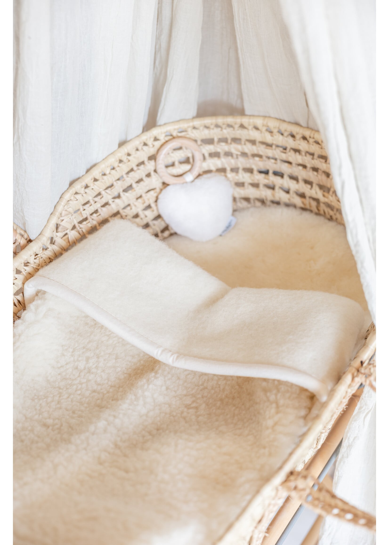Couverture Bébé Laine de Mouton Blanc Cassé