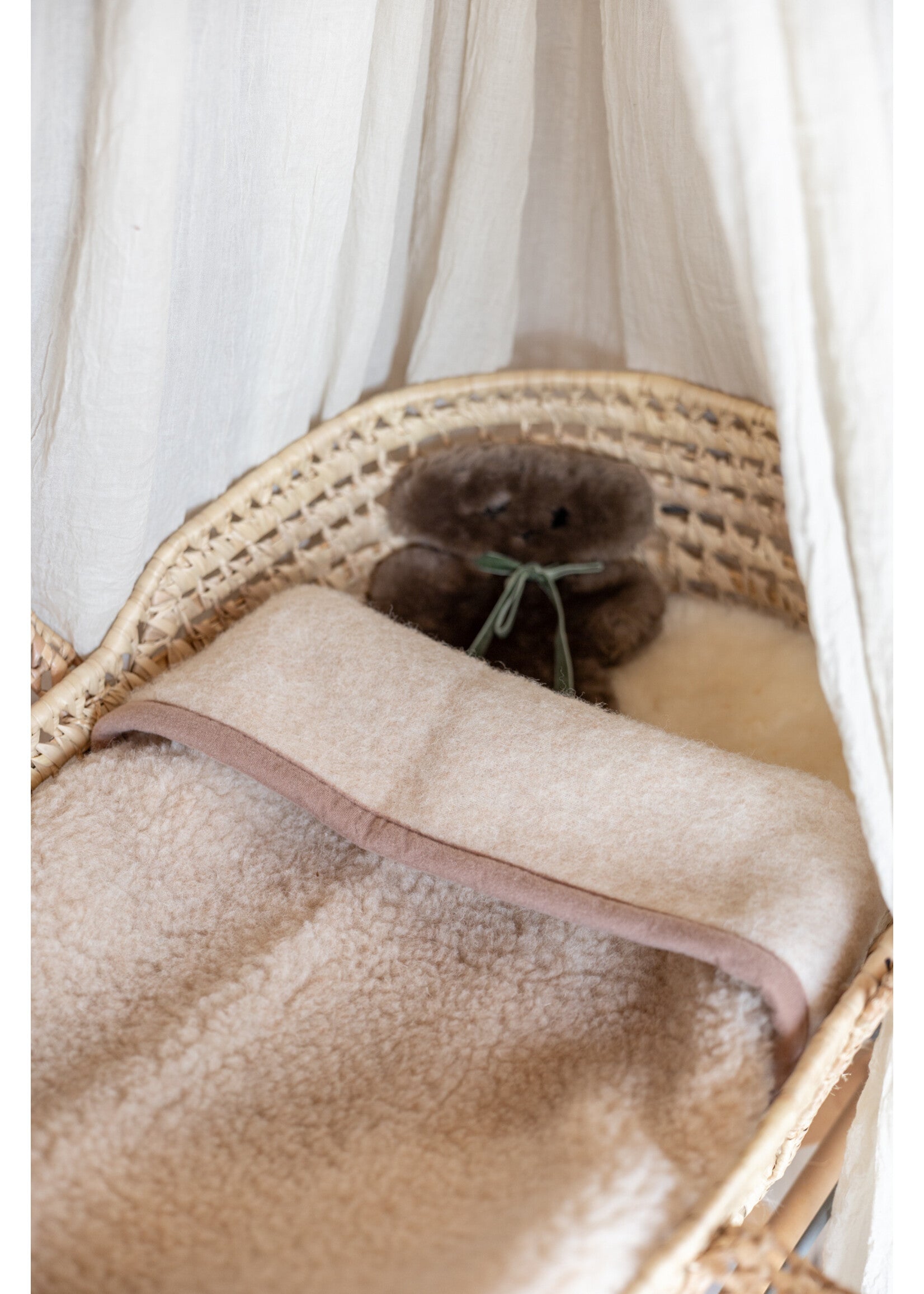 Couverture Bébé Laine de Mouton Camel